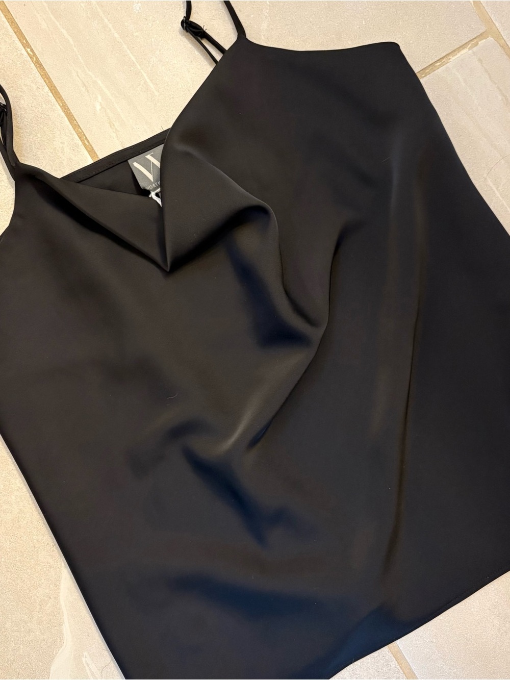 Worthington Black Satin Cowl Neck Camisole
